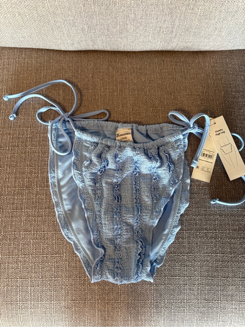 NWT No Boundaries Side Tie Cheeky Bikini Bottom Baby Blue Large